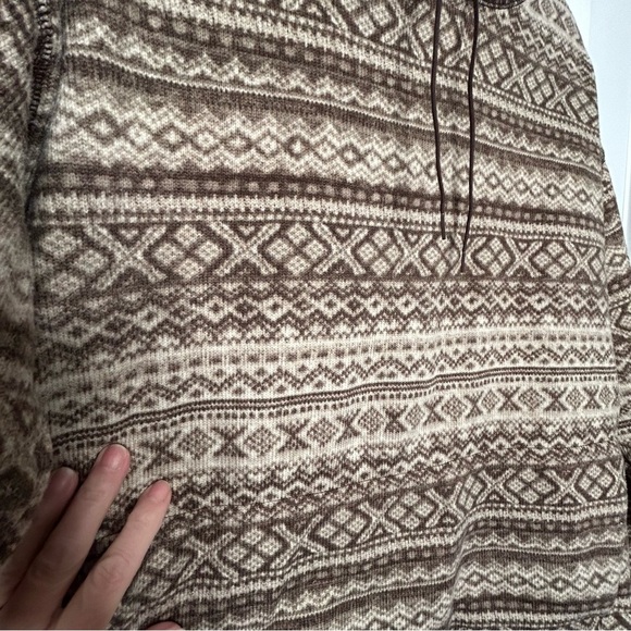 Ralph Lauren L-RL Active Brown/Tan Pullover Machine Knit Fair Isle Hoodie Sz L - Picture 6 of 8